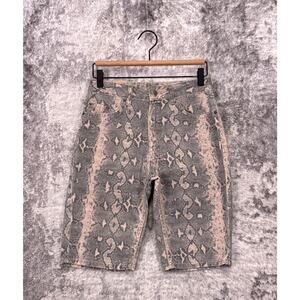 New Ksubi Shorts 26 Womens Python Snake Print Denim High Rise Midi